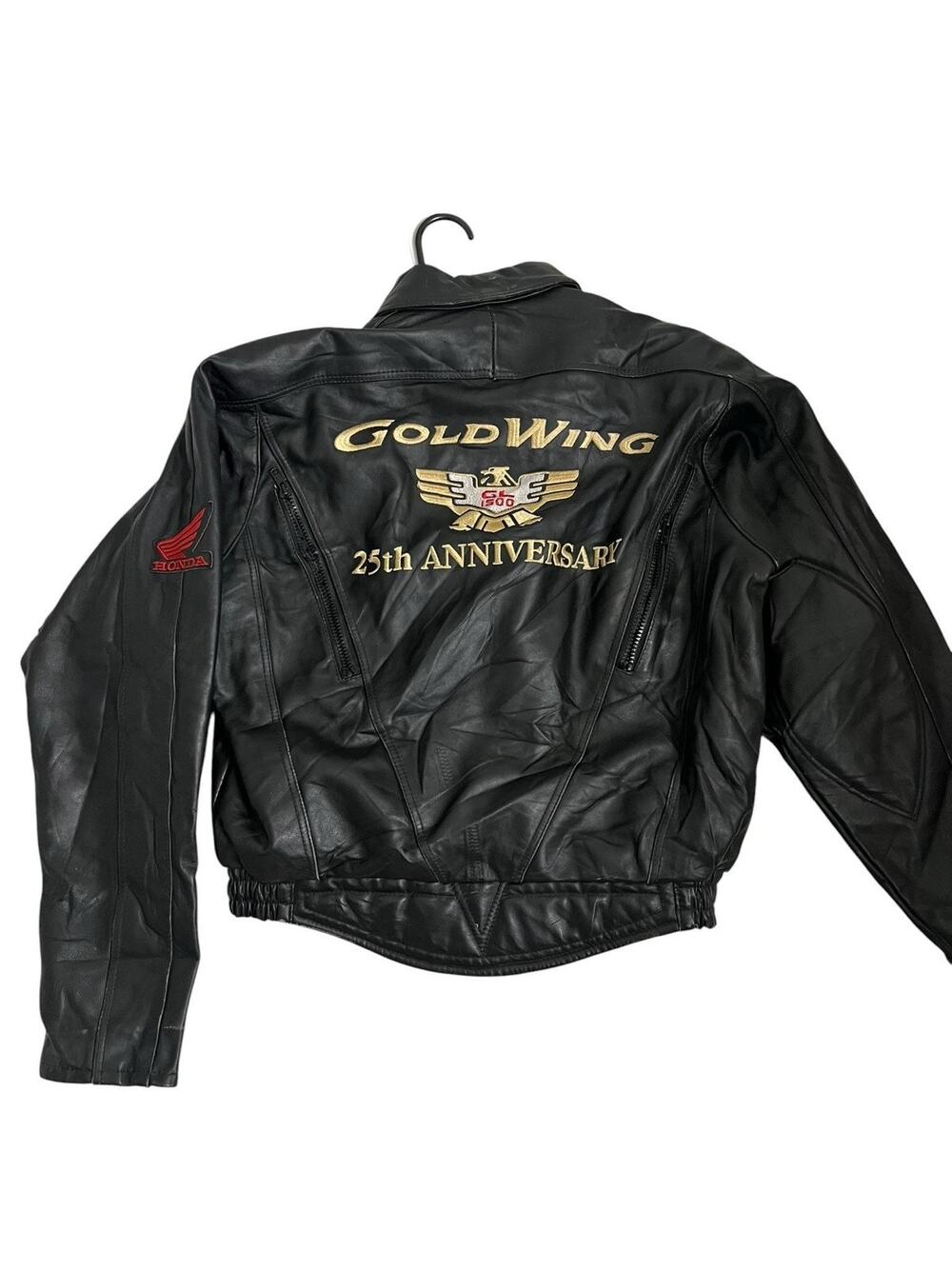 Honda Gold Wing 25th Anniversary Leather Motorcycle Jacket Mens XL Black Touring